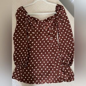 Reformation Brown Polka Dot Dress